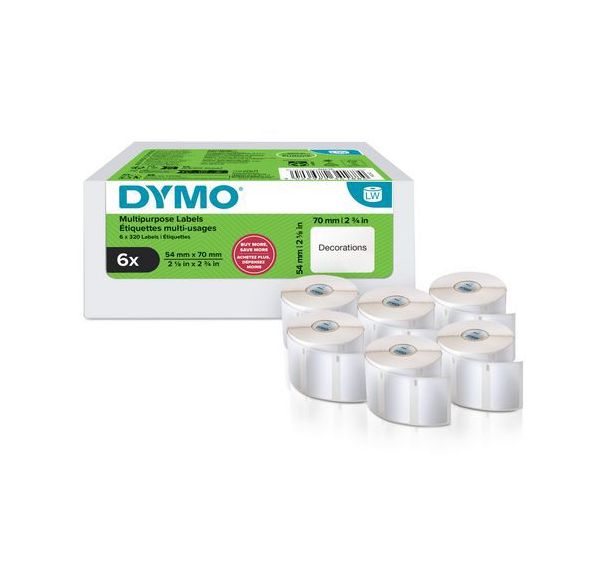 Lot de 6 Étiquette polyvalente 54 x 70 mm pour LabelWriter - Dymo