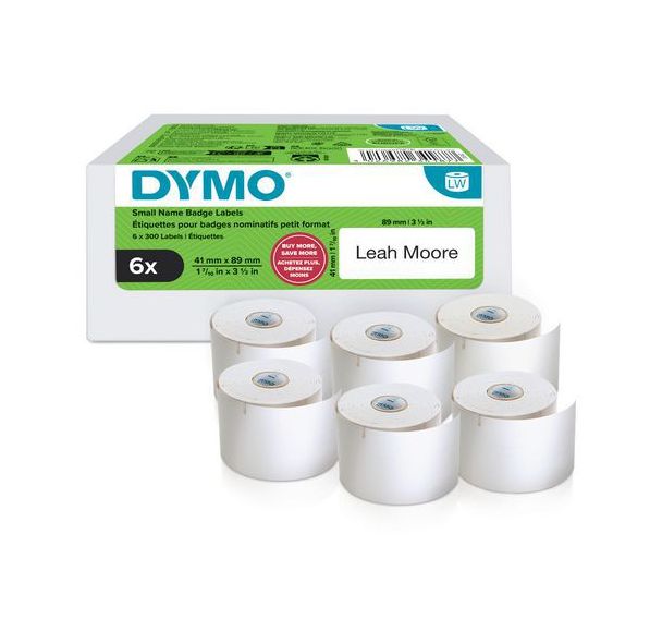 Lot de 6 Étiquette pour badge 41x89 mm pour LabelWriter - 6 rouleaux
