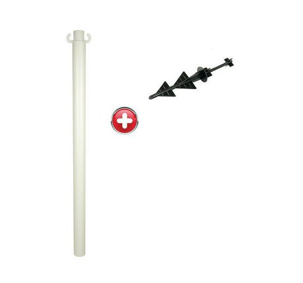 Lot de 6 Poteau PVC avec pointe et crochets - Blanc - Novap