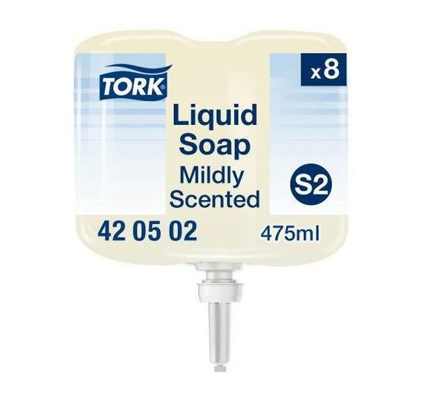 Lot de 8 Recharges de savon liquide Tork Mini doux - Distributeur S2