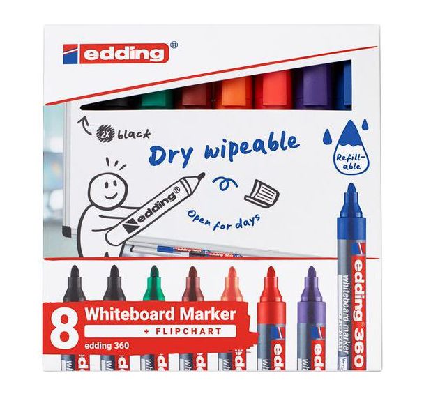 Lot de 8 marqueur effaçable e-360 pour tableau blanc