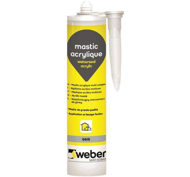 Mastic multi usages acrylique - Weberseal gris 300 ml