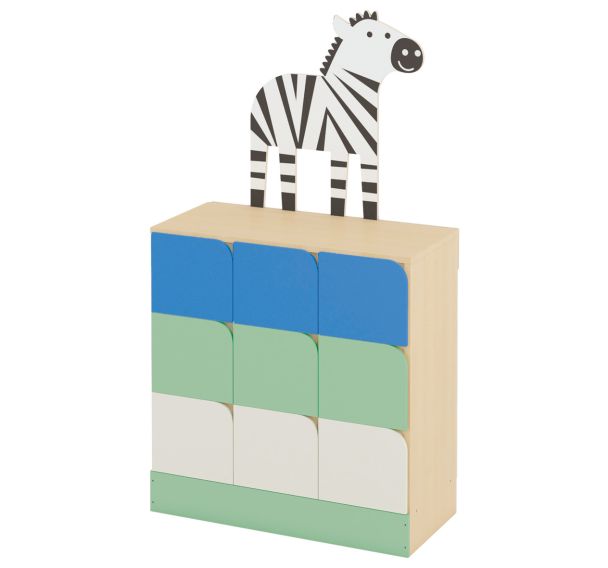Meuble 9 cases avec portes - zèbre 82 x 38 x 84 cm