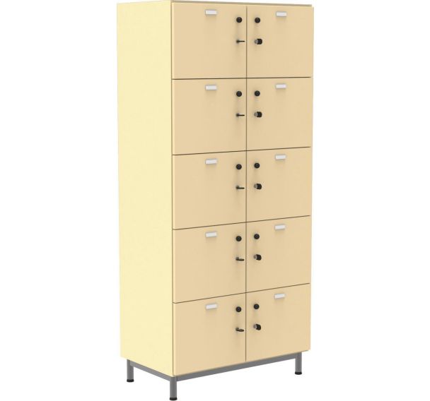 Meuble Octet 10 cases beige 80x180 porte/serrure socle métal gris9006