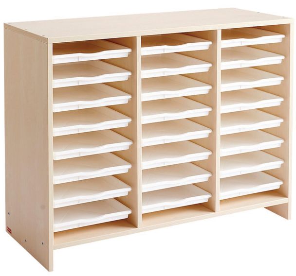 Meuble bas 24 plateaux blancs - Nathan