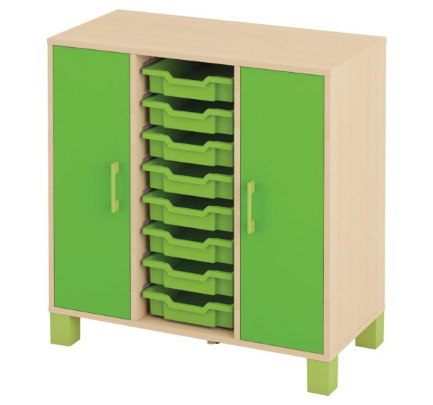 Meuble bas Confetti avec pieds - 8 bacs et portes