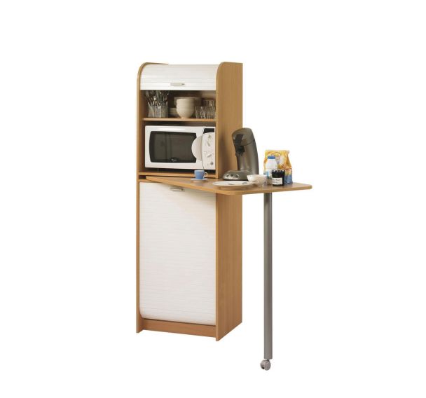 Meuble colonne cuisine avec table pivotante Snack Nantes hêtre