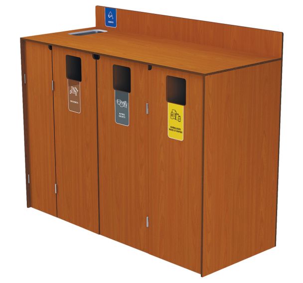 Meuble débarrassage alimentaire TRIZA tri sélectif HPL - Buton Design