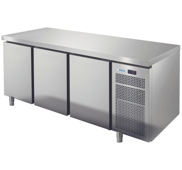 Meuble réfrigéré GN1/1 positif 3 portes dessus inox dosseret groupe logé LINEAR