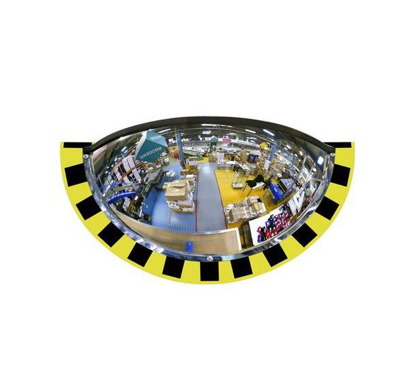 Miroir de sécurité intérieur noir et jaune 180° 1/2 Maley - Kaptorama