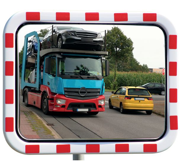 Miroir routier acrylique cadre rouge/blanc - Dan Mirror