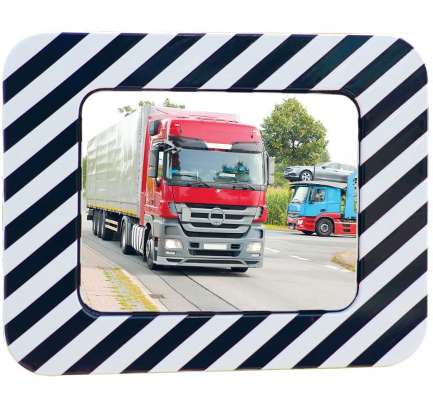 Miroir routier inox antigel cadre noir/blanc - Dan Mirror