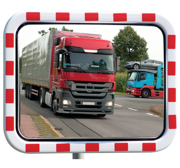 Miroir routier inox antigel cadre rouge/blanc - Dan Mirror