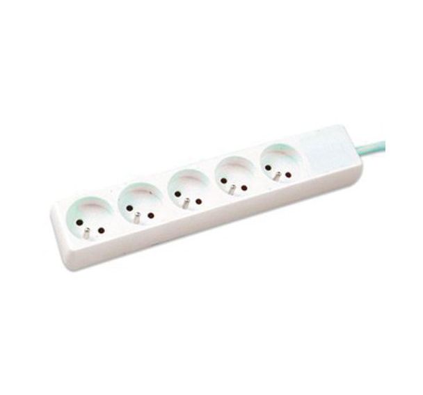 Multiprise 5 prises sans interrupteur blanche - 1,5 m