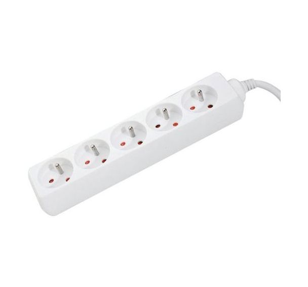 Multiprise 5 prises sans interrupteur blanche - 4,0 m