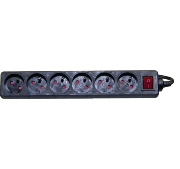 Multiprise 6 prises avec interrupteur noire - 4,0 m
