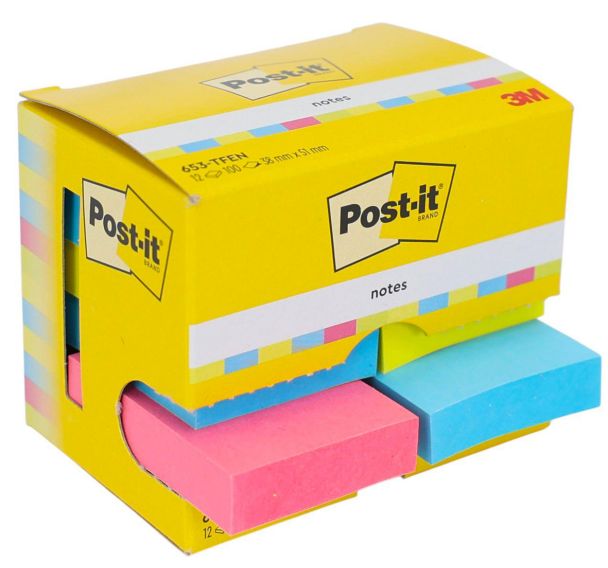 Notes Post-it® 38 x 51 mm 12blocs assortis Energie Post-it®