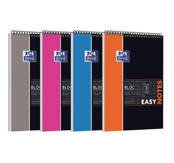 OXFORD Bloc-notes Etudiants Easynotes A4+ Grands Carreaux Seyès 160 Pages Reliure Intégrale Couverture Polypro Coloris Assortis