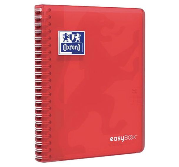OXFORD Cahier EasyBook 17x22cm Grands Carreaux Seyès 160 Pages Reliure Intégrale Couverture Polypro Coloris Assortis