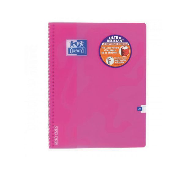 OXFORD Cahier OpenFlex 24x32cm Grands Carreaux Seyès 180 Pages Reliure Intégrale Couverture Polypro Coloris Assortis