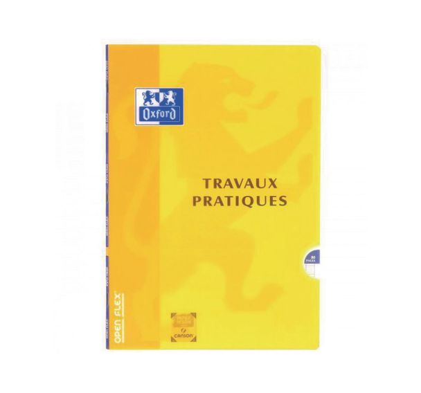 OXFORD Cahier de Travaux Pratiques OpenFlex A4 Grands Carreaux Seyès/Uni Blanc 80 Pages Agrafées Couverture Polypro Coloris Assortis