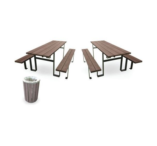 Pack 2 tables FP80 galva en kit + 1 Poubelle Escapade avec élastique