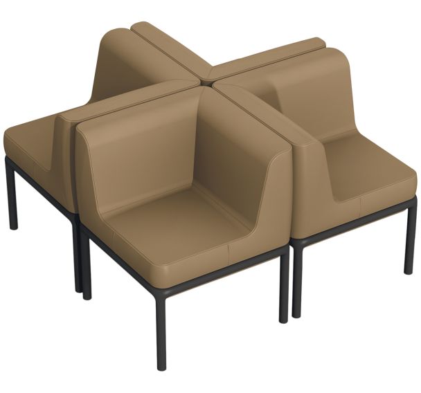 Pack 4 chauffeuses d'angle Lotua enduit PVC Ginkgo _ - Sokoa