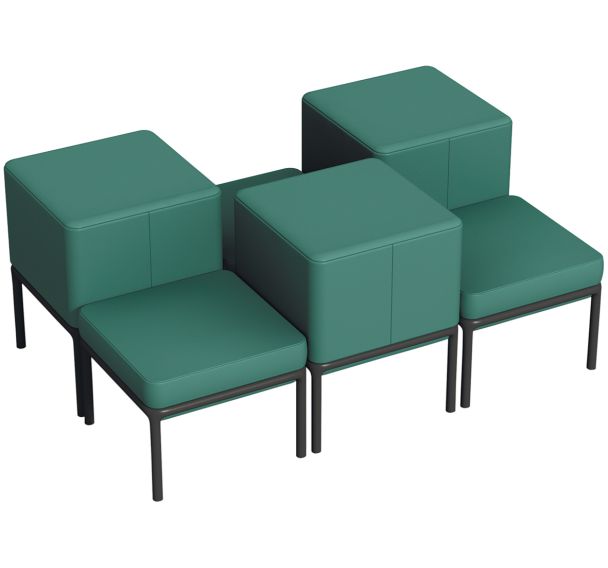 Pack 6 poufs Lotua tissu enduit PVC Ginkgo _ - Sokoa