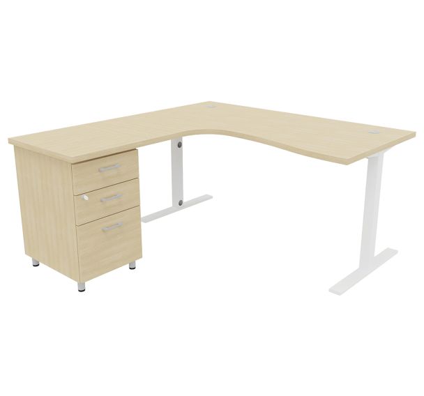 Pack Bureau+caisson haut IDEA asym. ret. gauche 160 cm - Quadrifoglio