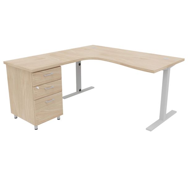 Pack Bureau+caisson haut IDEA asym. ret. gauche 180 cm - Quadrifoglio
