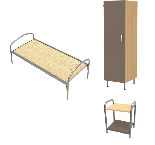Pack Thélia n°1:Lit 80 som.agglo+chevet+armoire - Manutan Expert