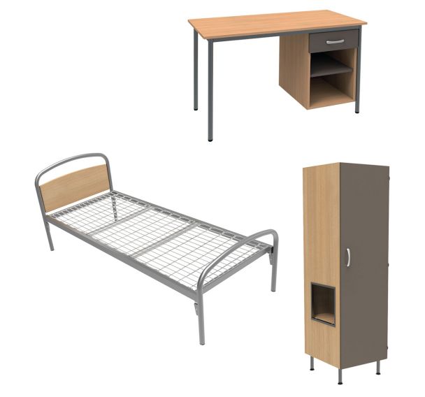 Pack Thélia n°4:Lit 90 som.treillis+bureau+armoire NG - Manutan Expert