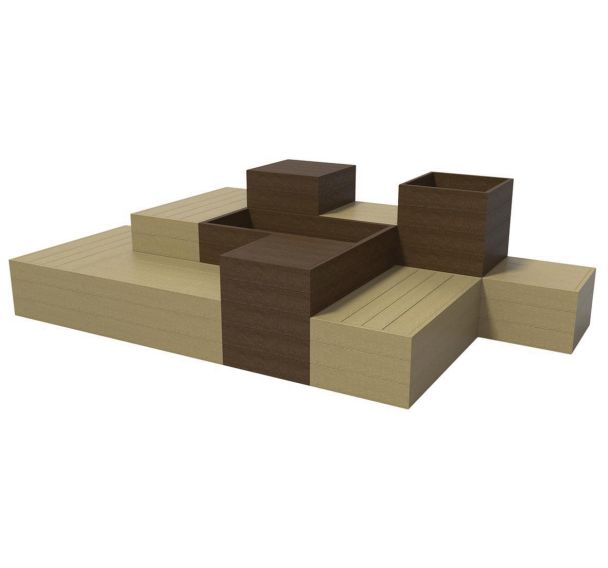 Pack assise modulable Cube 10 modules plastique recyclé- Espace Urbain