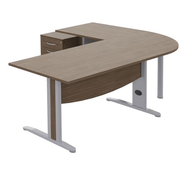 Bureau droit Quatuor 160cm angle+ bureau 80cm+caisson - Manutan Expert