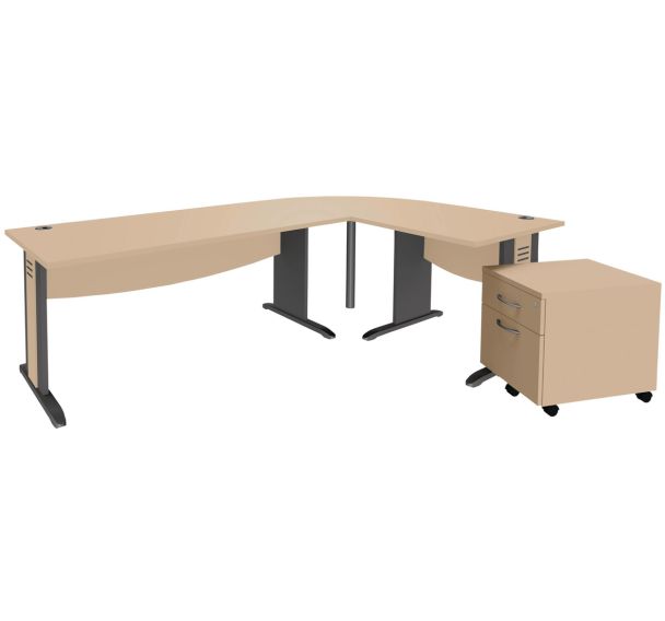 Pack bureau droit Quatuor pied L angle caisson - Manutan Expert