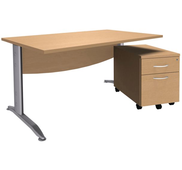 Pack bureau droit + caisson mobile Alma - Simmob