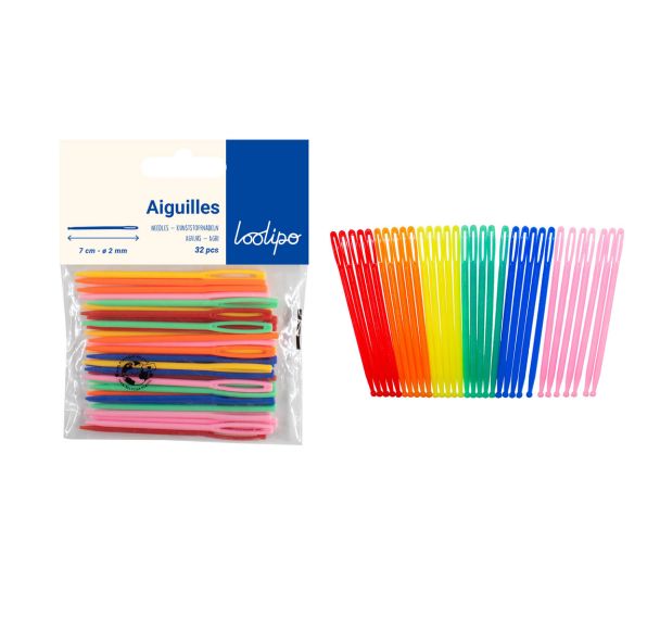 Pack de 32 aiguilles en plastique - 7 x 0,2 cm