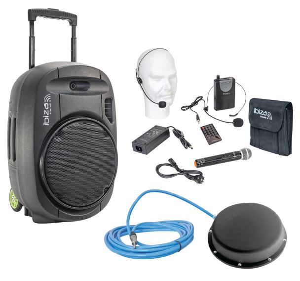 Système sonoriration portable 12'' Haut parleur subaquatique+2 micros VHF - Ibiza