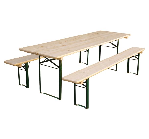 Pack table pliante brasserie + 2 bancs piètement cornière