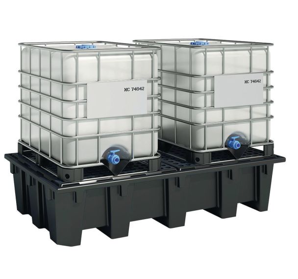 Palette de rétention bi-containeurs en polyéthylène recyclé - 1050 L - Manutan Expert
