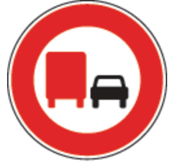 Panneau - B3a - Poids lourds interdits de dépasser tout véhicule