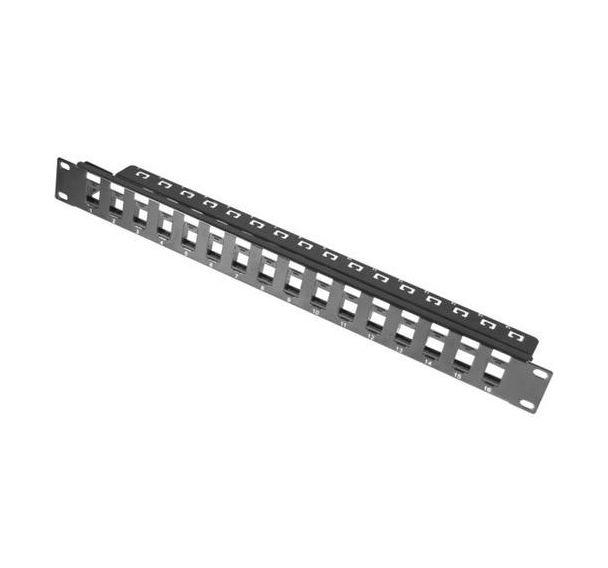 Panneau 1U 16 ports UTP keystone avec support cables
