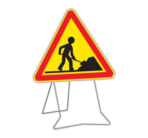 Panneau AK5 Travaux Hauteur 700mm classe 2 sur pied
