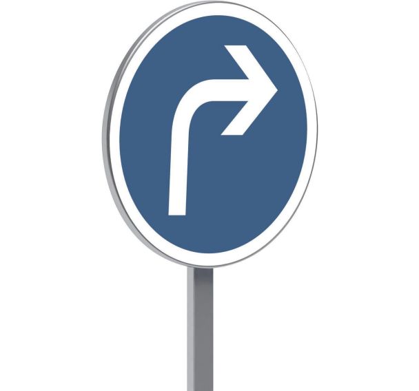 Panneau B21c1 direction obligatoire intersection droite - Taliaplast