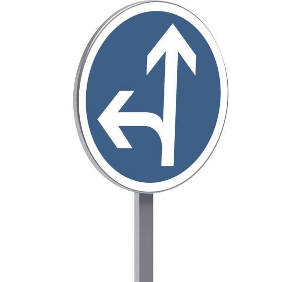 Panneau B21d2 direction obligatoire tout droit ou gauche - Taliaplast