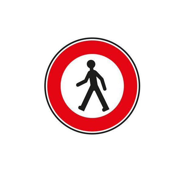 Panneau B9a Accès interdit piétons - 450mm Classe 2 sur pied