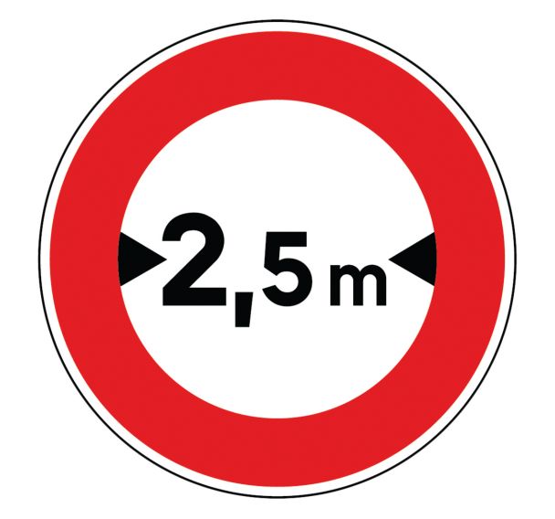 Panneau BK11 Interdit véhicule largeur -2,5 m