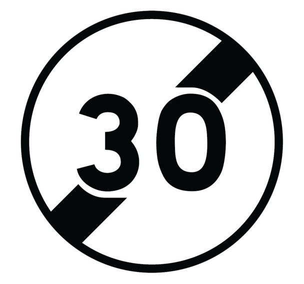 Panneau BK33 Fin de limitation de vitesse 30km