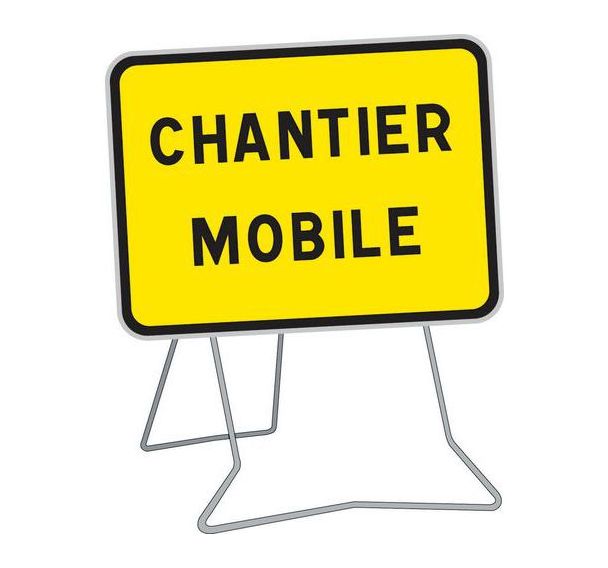 Panneau KC1 Chantier mobile 800x600mm classe 2 sur pied