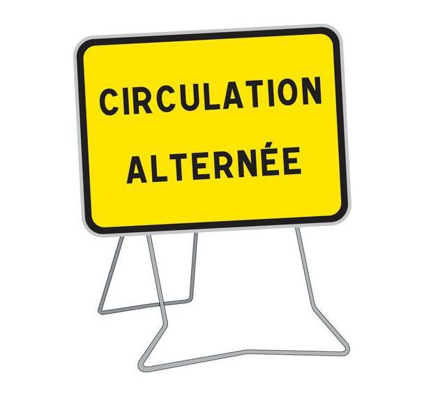 Panneau KC1 Circulation Alternée 800x600mm classe 2 sur pied